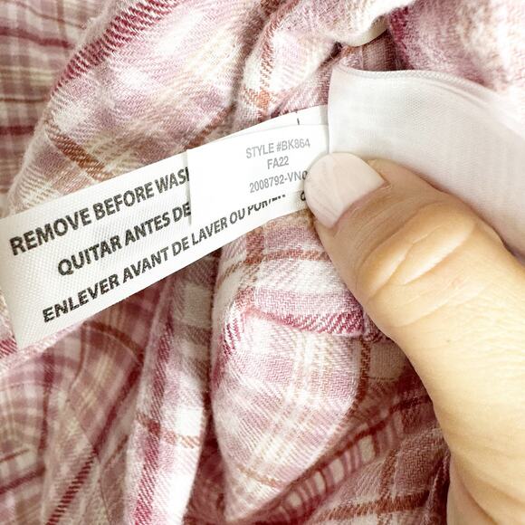 J.Crew Womens Button-Up Shirt Flannel Plaid Long Sleeve Classic-Fit Pink Size 4 - Picture 7 of 7